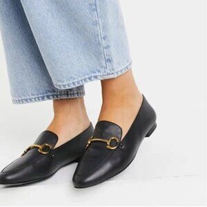 & OTHER STORIES Leather Buckle Front Loafers in Black EU 41/US 10